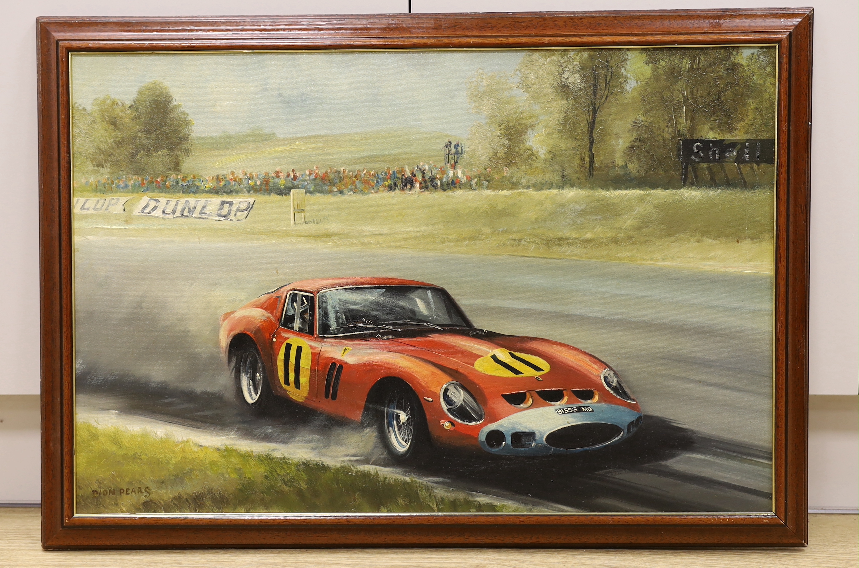 Dion Pears (1929-1985), oil on canvas, Ferrari 250 GTO, signed, 75 x 49cm